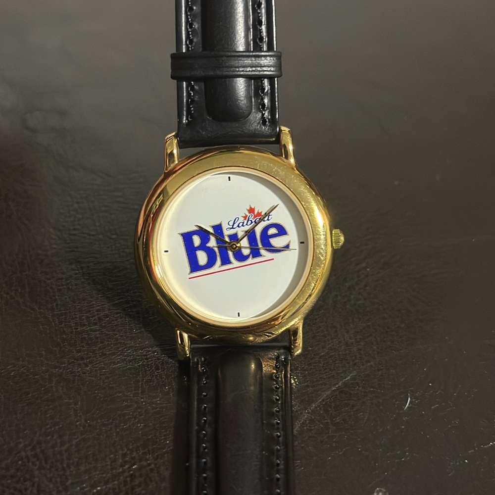 Vintage 1997 Blue Labatt Gold and Black Collectible Watch